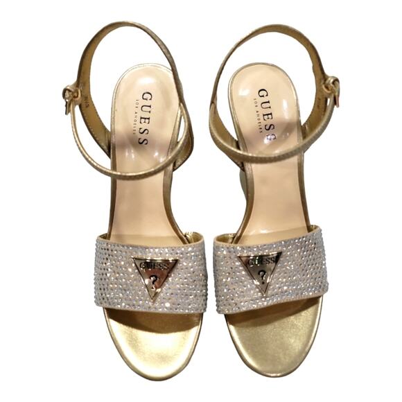 Guess Gold Rhinestone Wedge Heels - Picture 2 of 6